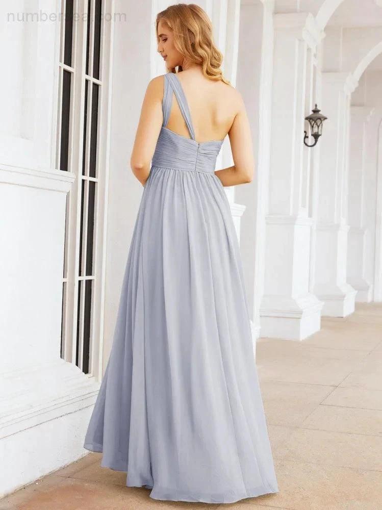 Numbersea One Shoulder Bridesmaid Dresses Long Maxi Formal Evening Party Prom Gowns 28061 by numbersea