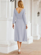 Bridesmaid Dress V-Back Waist Belt Mother of the Bride Wedding Guest SY28031 by numbersea