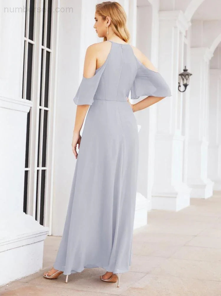Robes de demoiselle d'honneur à épaules dénudées Numbersea, longues, en ligne A, robes de soirée formelles 28074