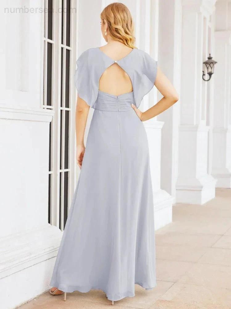 Sunnderly Bridesmaid Dresses Cape Formal Prom Dress Open Back Gowns for Mother of The Bride SY28058 by numbersea