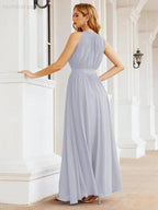 Numbersea Halter Bridesmaid Dress Empire Waist Formal Evening Prom Gown for Mother of The Bride 28030 by numbersea