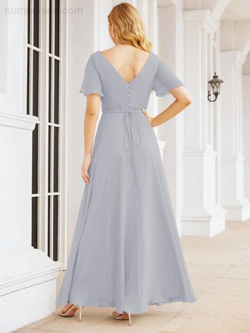 Numbersea Formal Prom Gowns for Mother of The Bride Short Sleeves Bridesmaid Dress 28049