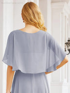 Numbersea Bridesmaid Dresses for Wedding Formal Evening Party Prom Gown with Cape 28050