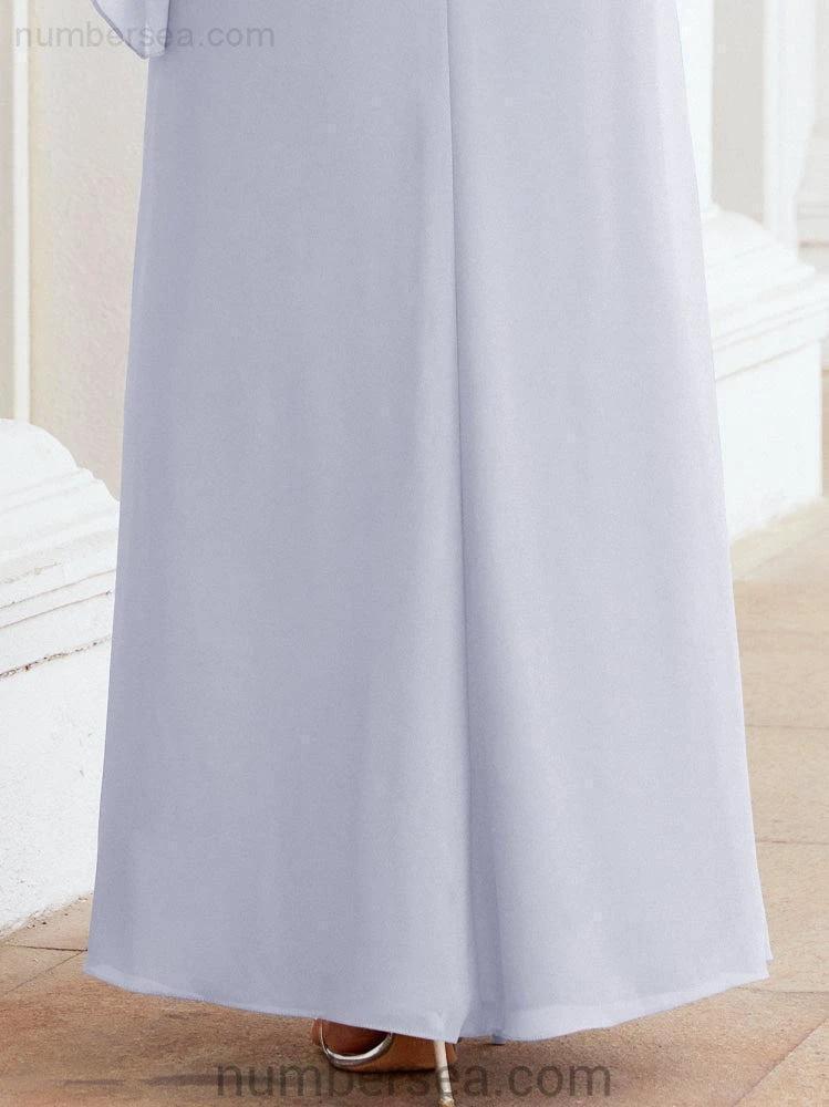 Sunnderly Formal Party Gown Dress Long Mother of The Bride Dresses with Ruffle Cape SY28026 by numbersea