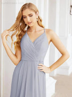 Numbersea Spaghetti Strap Bridesmaid Dresses V-Neck Long A-Line Formal Prom Gowns 28063 by numbersea