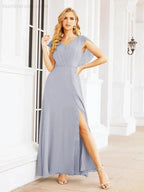 Sunnderly Bridesmaid Dresses Cape Formal Prom Dress Open Back Gowns for Mother of The Bride SY28058 by numbersea
