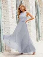Lace Bridesmaid Dress Floor Length Evening Gowns with Pockets 28017 by numbersea