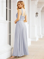 Numbersea Abiti da damigella incrociati con collo all'americana per festa, matrimonio, sera, ballo di fine anno, abiti lunghi da ballo 28053