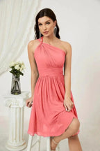 Numbersea Women Chiffon Short One Shoulder Bridesmaid Dress Formal Dresses for Party Homecoming 2804 by numbersea