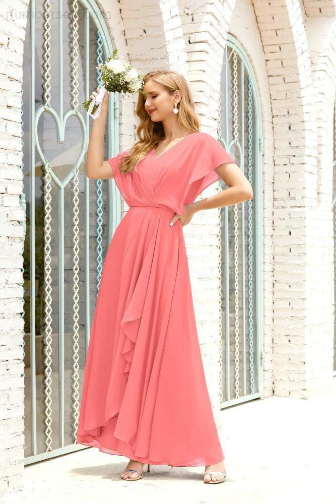 Numbersea Mother of The Bride Dresses Plus Size V-Neck Floor Length Formal Prom Dress for Wedding Guest 28020 by numbersea