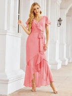 Numbersea Ruffled Bridesmaid Dresses Mermaid Formal Violin Evening Party Prom Gowns 28042 by numbersea