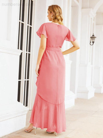 Numbersea Ruffled Bridesmaid Dresses Mermaid Formal Violin Evening Party Prom Gowns 28042