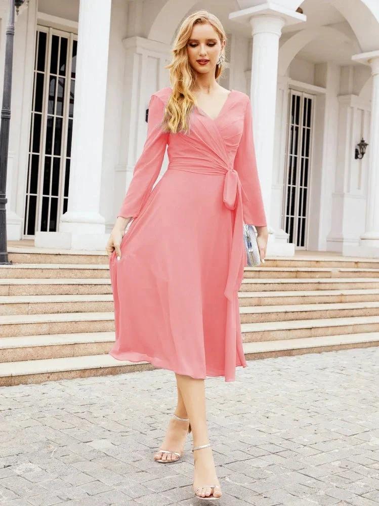 Bridesmaid Dress V-Back Waist Belt Mother of the Bride Wedding Guest SY28031 by numbersea