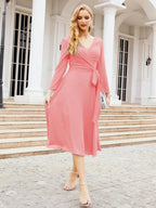 Bridesmaid Dress V-Back Waist Belt Mother of the Bride Wedding Guest SY28031 by numbersea