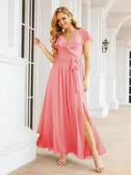 Bridesmaid Dresses with Flutter Sleeves Formal Evening Party Prom Gowns 28044 by numbersea