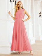 Numbersea Sleeveless Long Bridesmaid Dress A line Formal Evening Prom Gown 28025