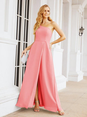 Numbersea Women's One Shoulder Formal Prom Gowns for Mother of The Bride Side Slit Bridesmaid Dresses 28052