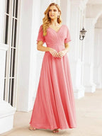 Numbersea Formal Prom Gowns for Mother of The Bride Short Sleeves Bridesmaid Dress 28049 by numbersea