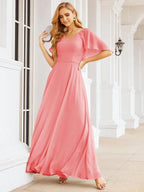 Numbersea Bridesmaid Dresses for Wedding Formal Evening Party Prom Gown with Cape 28050