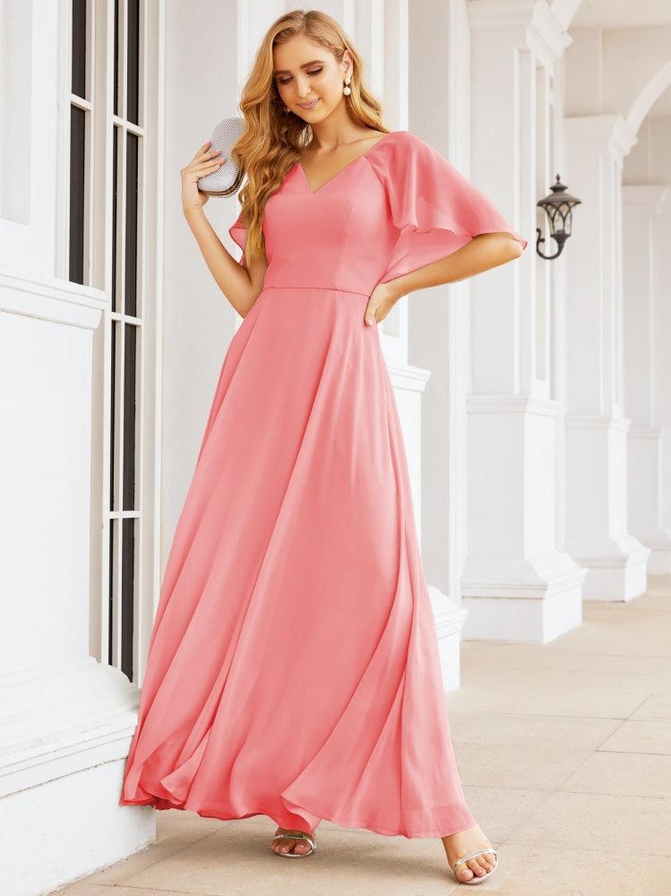 Numbersea Bridesmaid Dresses for Wedding Formal Evening Party Prom Gown with Cape 28050