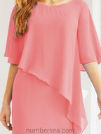 Sunnderly Formal Party Gown Dress Long Mother of The Bride Dresses with Ruffle Cape SY28026 by numbersea