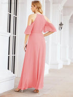 Abiti da damigella d'onore Numbersea con spalle scoperte, linea a trapezio, lunghi abiti da sera formali 28074