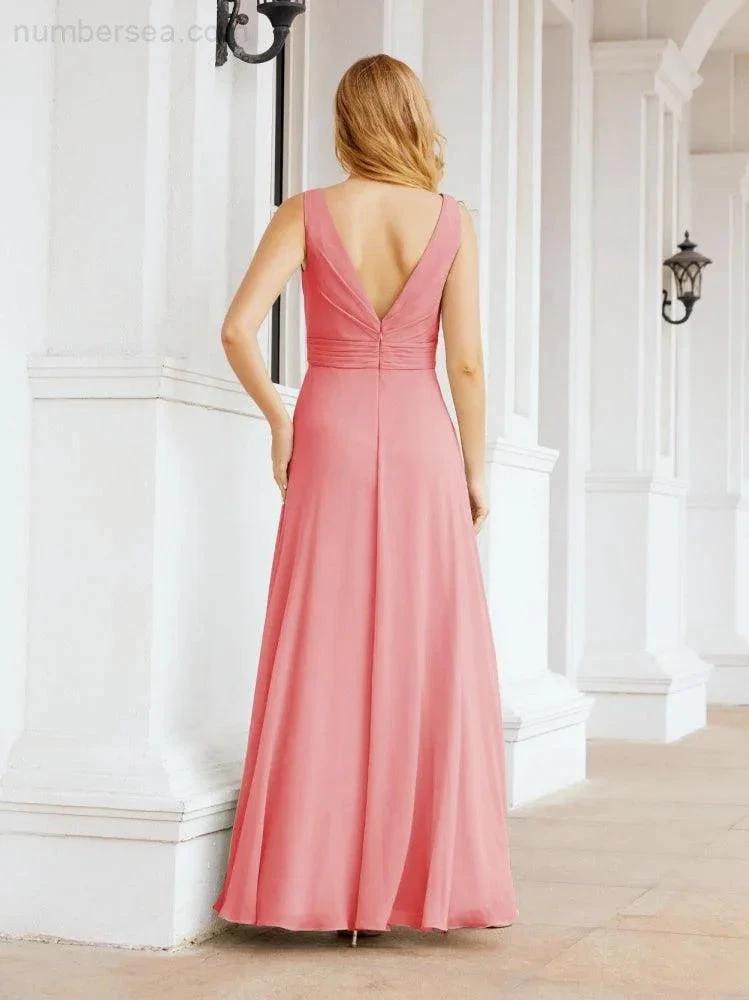 Numbersea Bridesmaid Dresses for Wedding Ruffles Long Formal Prom Gowns 28039 by numbersea