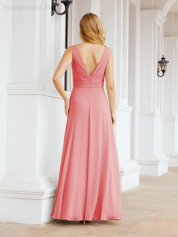 Numbersea Bridesmaid Dresses for Wedding Ruffles Long Formal Prom Gowns 28039