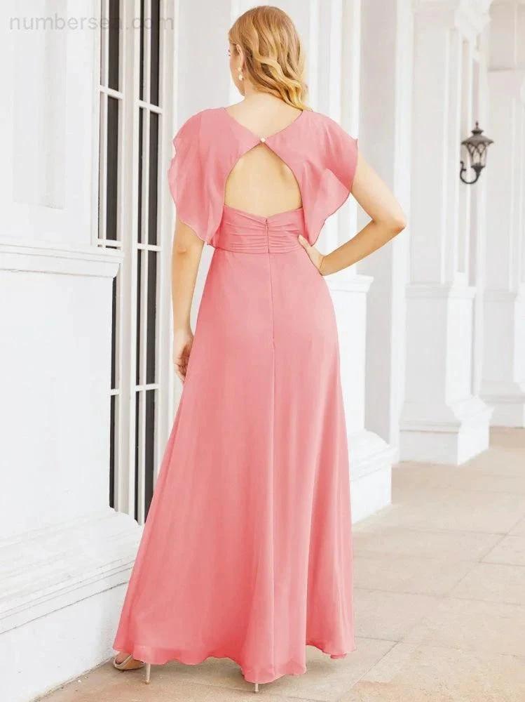 Sunnderly Bridesmaid Dresses Cape Formal Prom Dress Open Back Gowns for Mother of The Bride SY28058 by numbersea