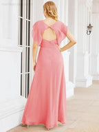 Sunnderly Bridesmaid Dresses Cape Formal Prom Dress Open Back Gowns for Mother of The Bride SY28058 by numbersea