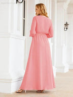 Sunnderly Women's Chiffon Bridesmaid Dress A line Long Sleeves Formal Evening Prom Gown for Wedding Guest SY28032 by numbersea