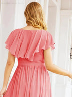 Bridesmaid Dresses with Flutter Sleeves Formal Evening Party Prom Gowns 28044 by numbersea