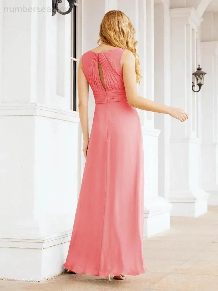 Formal Prom Gown Elegant V-Neck Sleeveless Bridesmaid Dresses for Wedding Party 28037 by numbersea