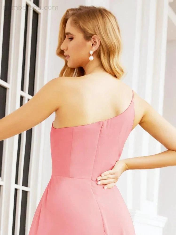 Numbersea Women's One Shoulder Formal Prom Gowns for Mother of The Bride Side Slit Bridesmaid Dresses 28052 by numbersea