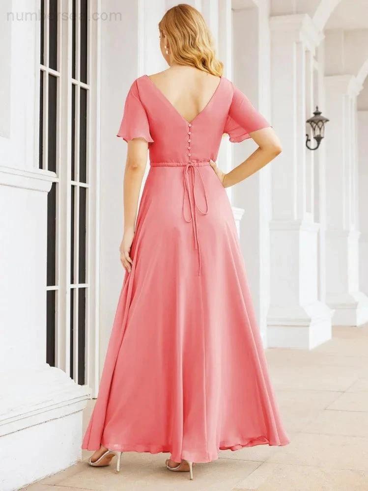 Numbersea Formal Prom Gowns for Mother of The Bride Short Sleeves Bridesmaid Dress 28049 by numbersea