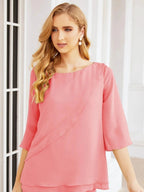 Sunnderly Elegant 2 Piece Mother of The Bride Dress Plus Size Pant Suits Ruffle Layers Sliver Housecoat SY28064 by numbersea