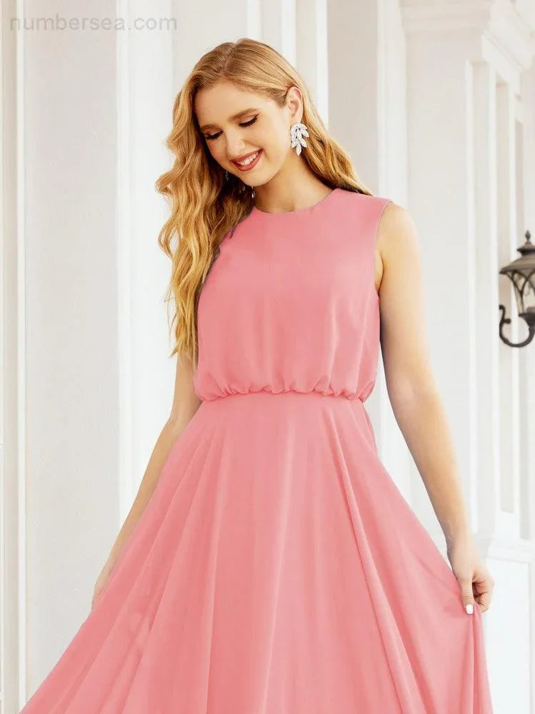 Numbersea Sleeveless Long Bridesmaid Dress A line Formal Evening Prom Gown 28025