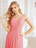 Numbersea Spaghetti Strap Bridesmaid Dresses V-Neck Long A-Line Formal Prom Gowns 28063 by numbersea