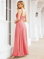 Numbersea Abiti da damigella incrociati con collo all'americana per festa, matrimonio, sera, ballo di fine anno, abiti lunghi da ballo 28053