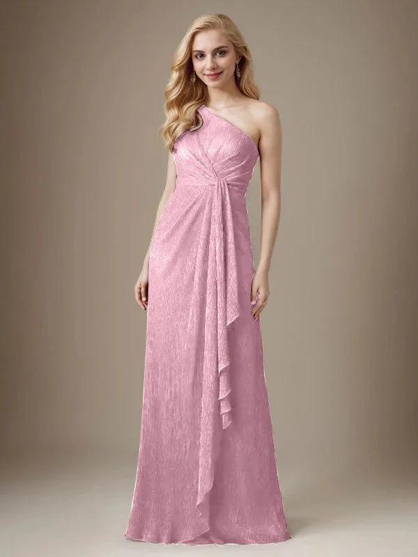 Ruby Sheath One Shoulder Metallic Mesh Dress Mother of the Bride Dress by Dreamylily