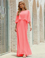 Sunnderly Bridesmaid Dress Women Long Sleeve V-Neck Chiffon Formal Wedding Party Dress SY28018 by numbersea