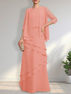 Sheath Scoop Floor-Length Chiffon Mother of the Bride Dress