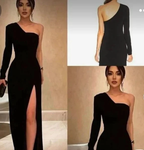 One Shoulder Black Velvet Long Prom Dresses Black One Shoulder Velvet Formal Evening Dresses S24607 by simplepromdress
