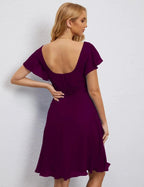 Numbersea U Back Homecoming Dress Formal Prom Dress Knee Length Short Sleeves Cocktail Party Dress 28077 by numbersea