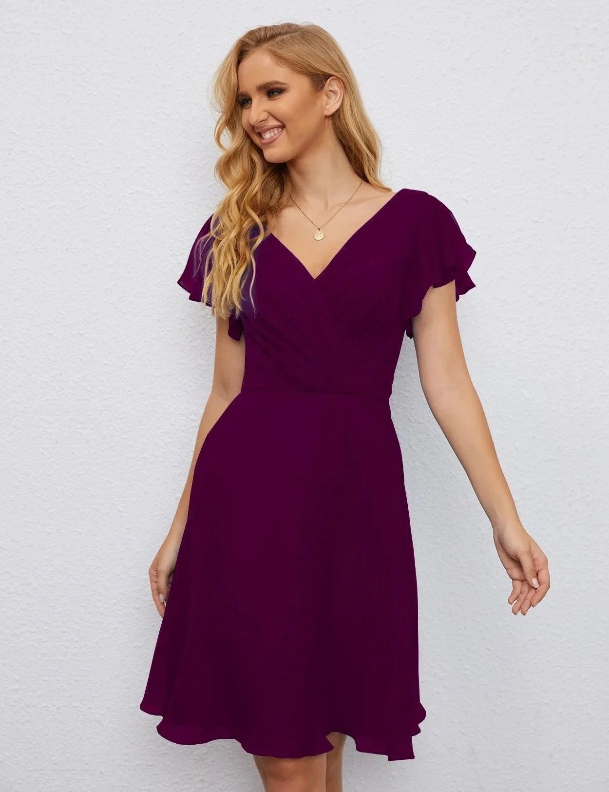 Numbersea U Back Homecoming Dress Formal Prom Dress Knee Length Short Sleeves Cocktail Party Dress 28077 by numbersea