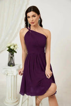 Numbersea Women Chiffon Short One Shoulder Bridesmaid Dress Formal Dresses for Party Homecoming 2804 by numbersea