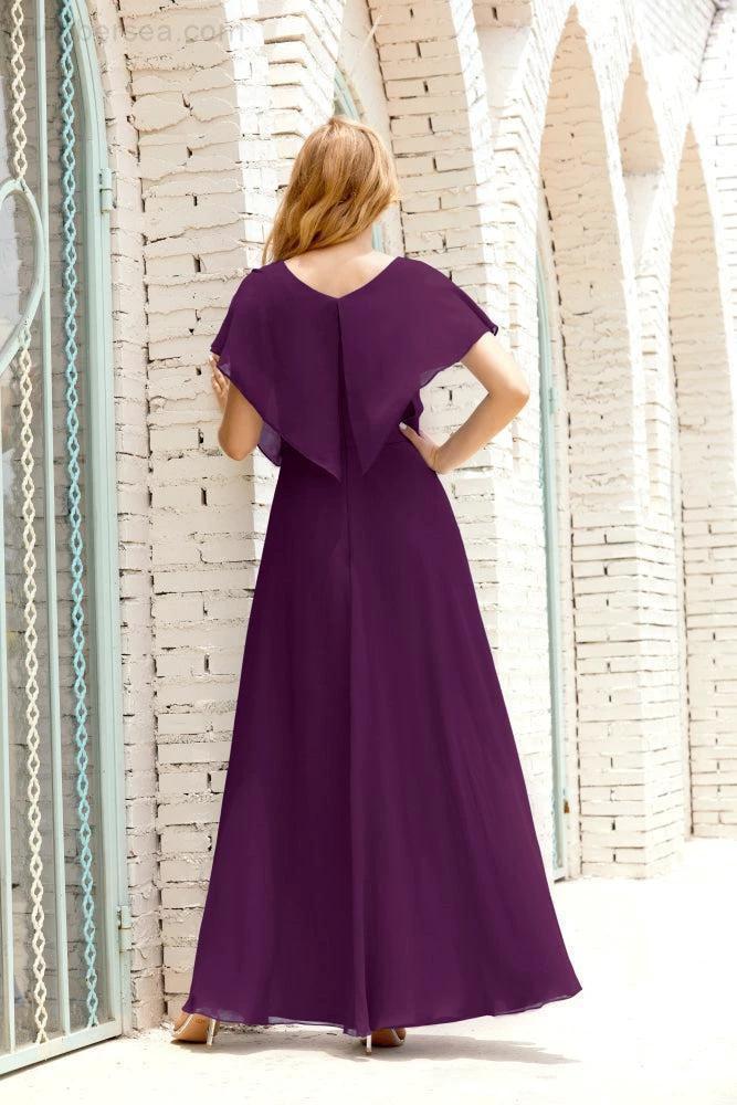 Numbersea Mother of The Bride Dresses Plus Size V-Neck Floor Length Formal Prom Dress for Wedding Guest 28020 by numbersea
