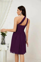 Numbersea Women Chiffon Short One Shoulder Bridesmaid Dress Formal Dresses for Party Homecoming 2804 by numbersea
