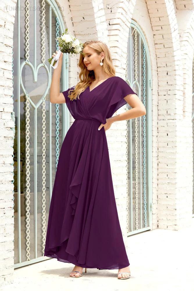 Numbersea Mother of The Bride Dresses Plus Size V-Neck Floor Length Formal Prom Dress for Wedding Guest 28020 by numbersea