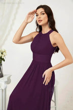 Numbersea Formal Party Gown Dress Chiffon Halter Long Sleeveless Bridesmaid Dresses 2802 by numbersea